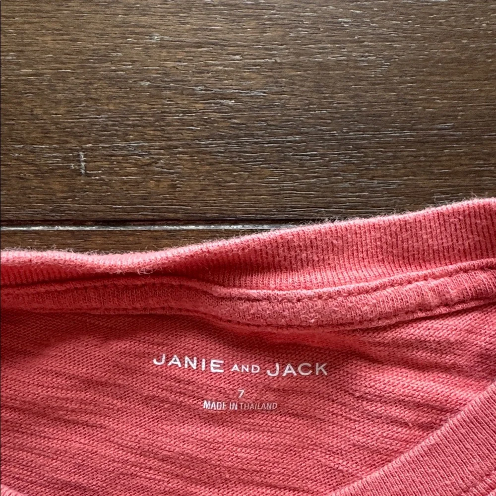 Size 7 Janie and Jack cotton pocketed salmon pink tee